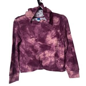 Old Navy Twist Tie Dye Long Sleeve Hoodie Raisin Pink Multi Size Large Girl